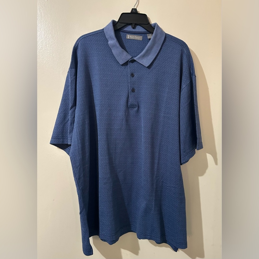 Daniel Cremieux Men's‎ XL Striped Golf Polo Shirt Short Sleeves Blue Geometric